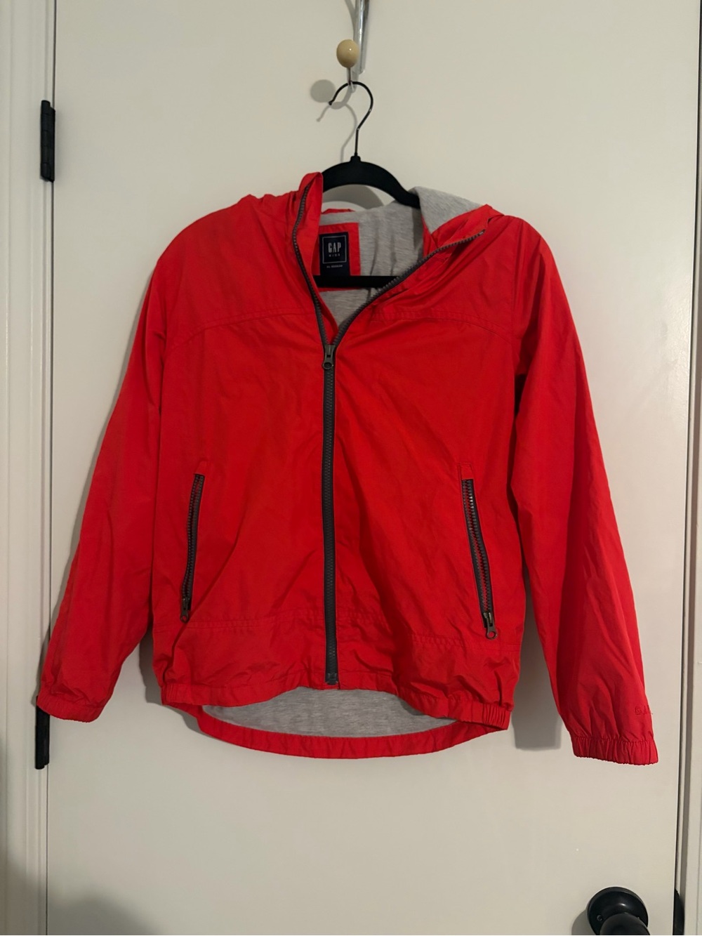 GAP Red Hooded Rain Jacket with Grey Lining